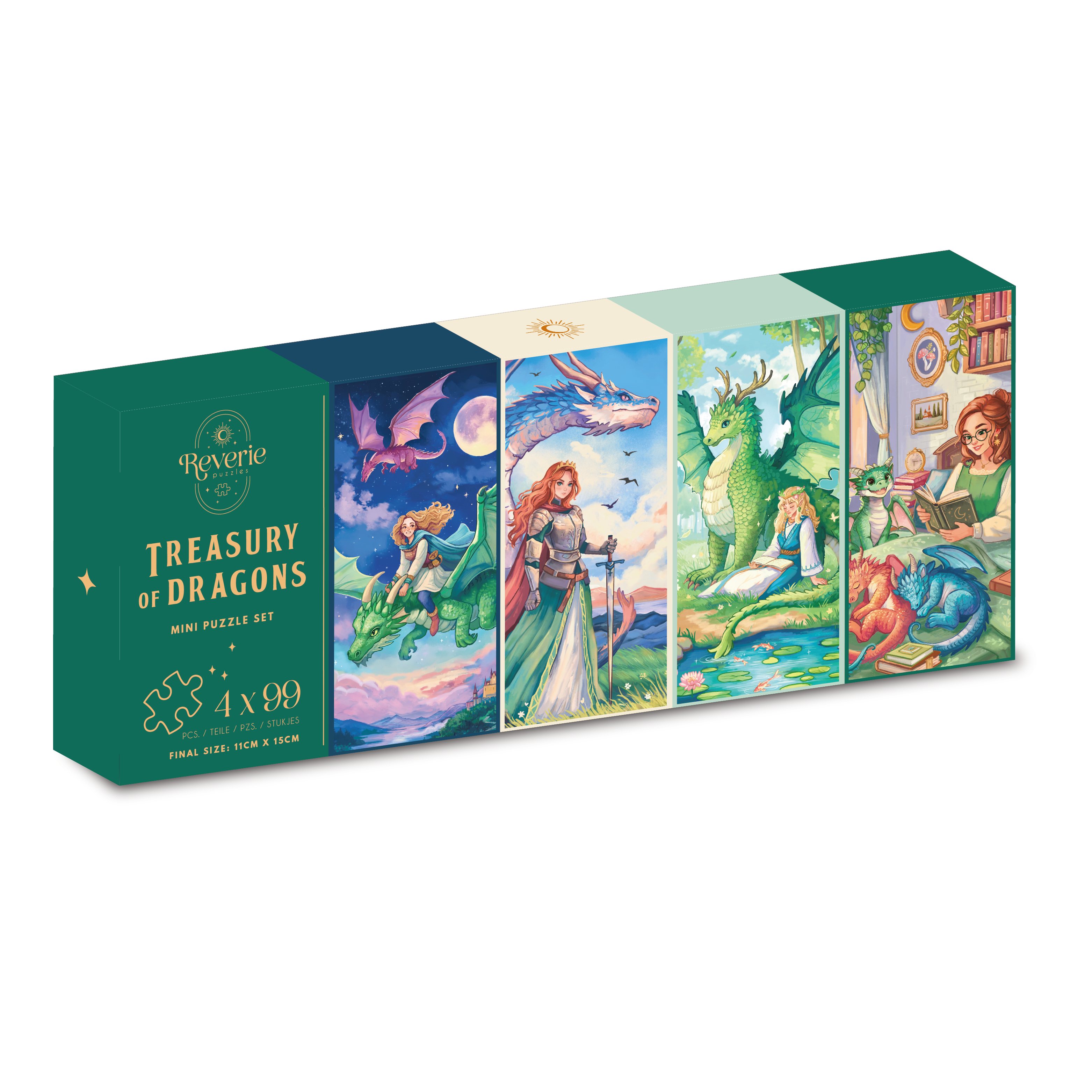 Treasury of Dragons | 4 x 99 Piece Mini Puzzle Set