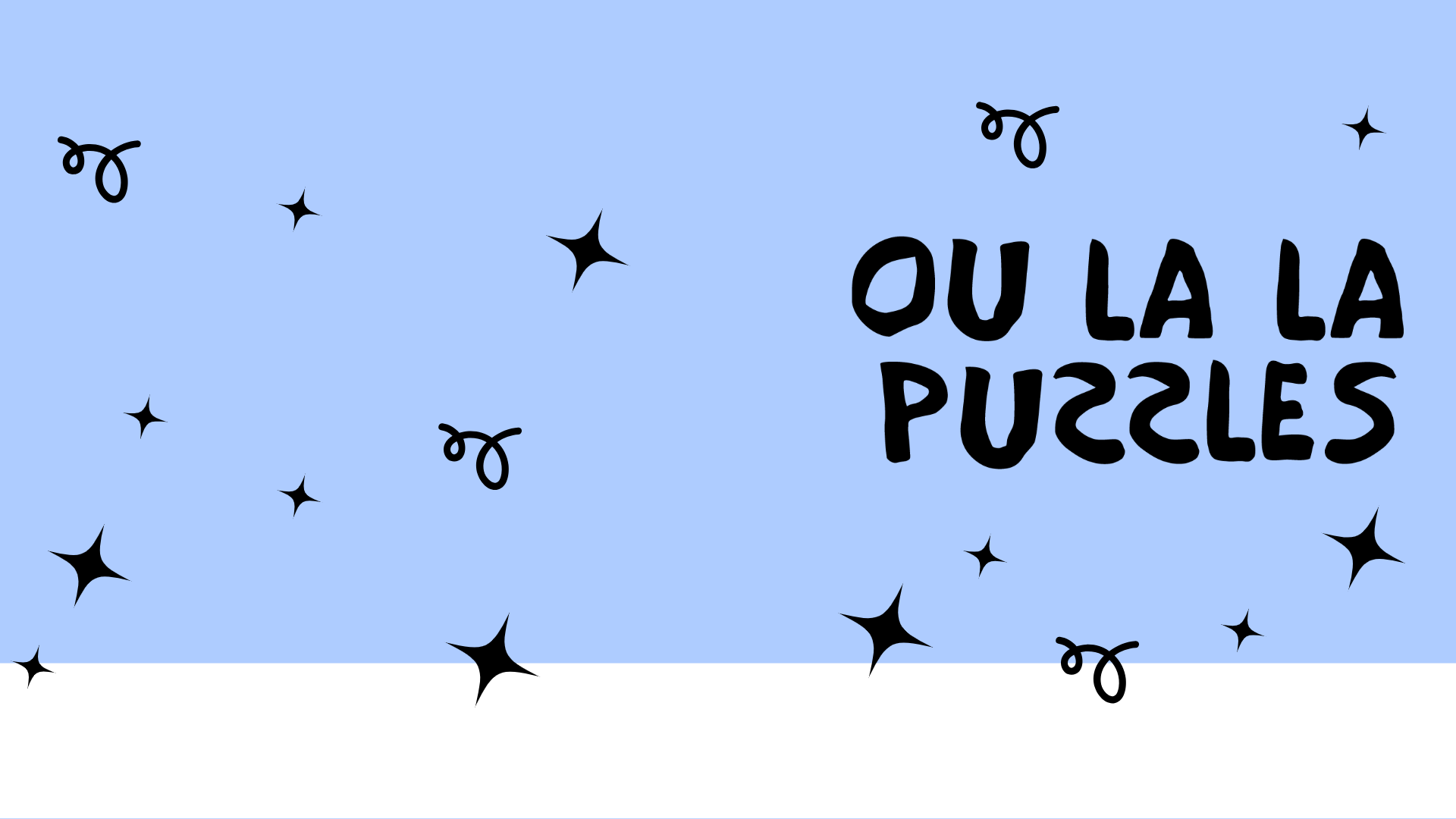 Blue background with black stars and 'OU LA LA PUZZLES' text