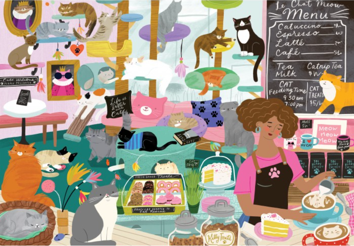 My Happy Place is in the Cat Café | 1000 Piece Puzzle