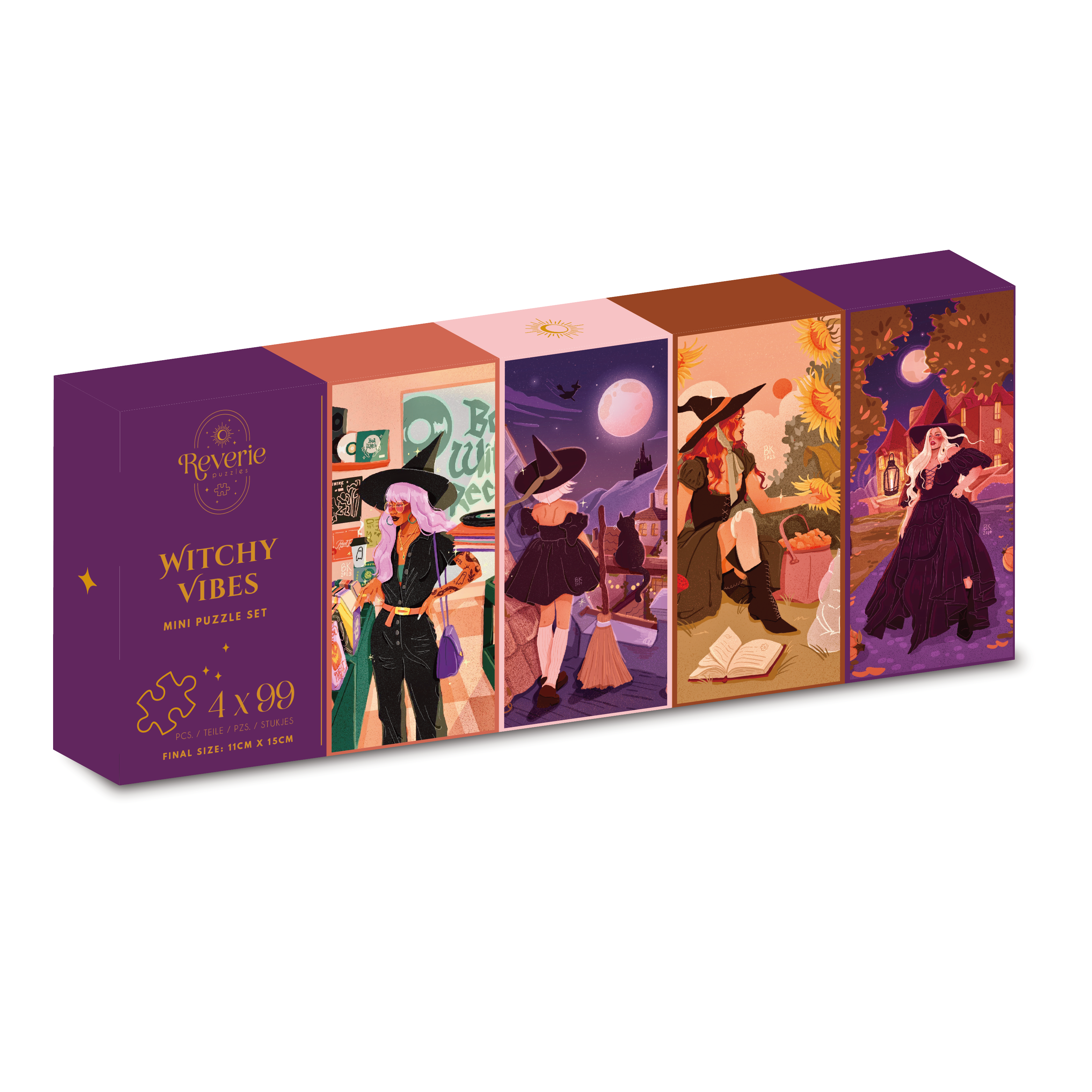 Witchy Vibes | 4 x 99 Piece Mini Puzzle Set